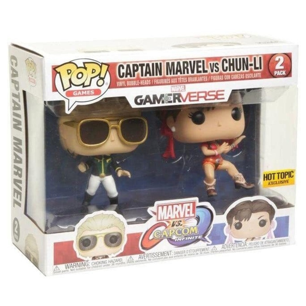 Funko Pop Marvel vs Capcom Captain Marvel Chun-Li 2-Pack Hot Topic Exclusive Set